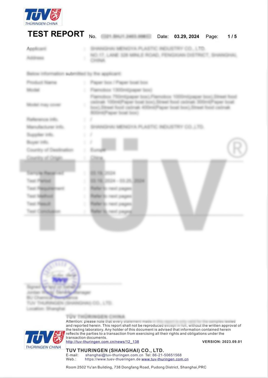 TÜV Test Report — Paper Packaging